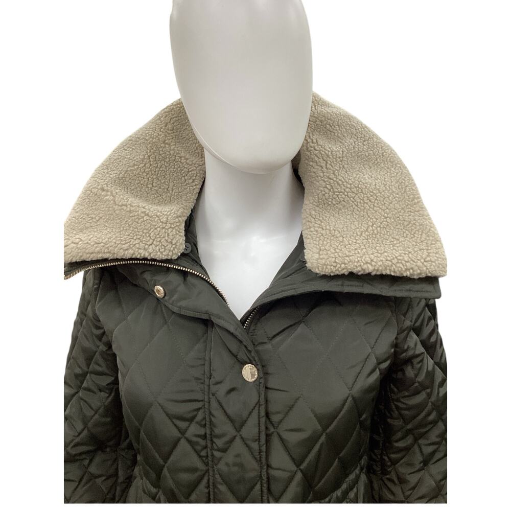 Michael Kors Coat Women’s SZ S Puffer Coat Hood Removable Faux Fur Collar Green - Picture 6 of 10